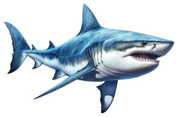 Obraz premium PNG Shark underwater swimming animal, digital paint illustration.