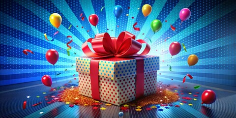 gift box and balloons