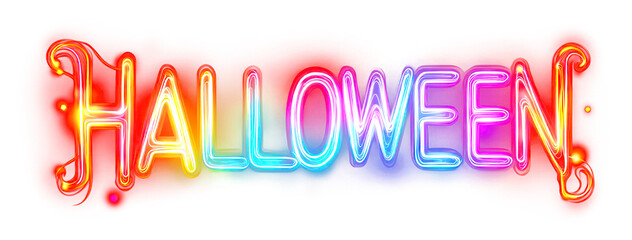Fototapeta premium PNG Neon halloween colorful light.