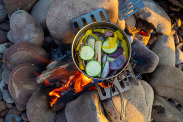 Vegetarian meal on the beach