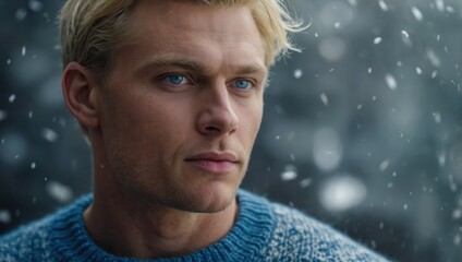 Blonde man with fair complexion and neutral expression