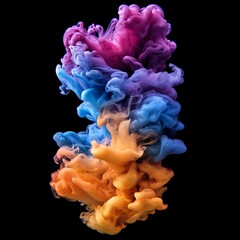 Ink Waves: Stunning Display of Colored Ink Floating in Water Against a Black Background