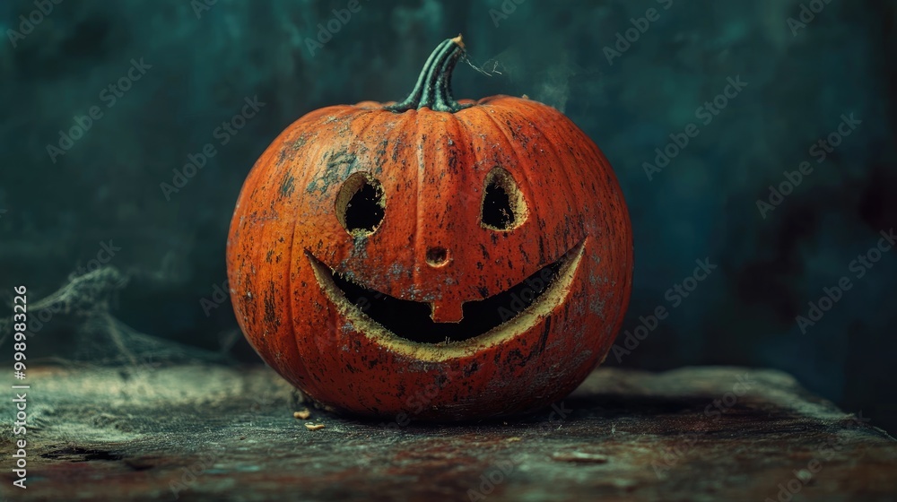 Canvas Prints pumpkin face on dark background