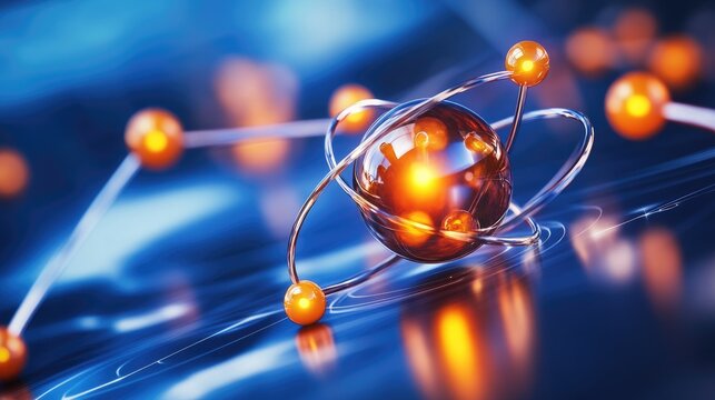 Abstract representation of an atom with electrons orbiting the nucleus.