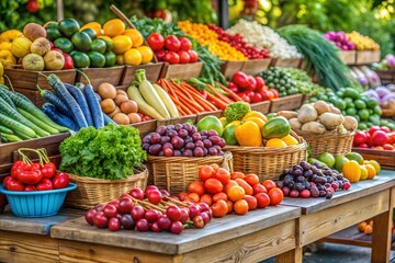 Colorful traditional market with vegetables