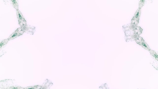 bl&uuml;tenf&ouml;rmige abstrakte Grafik, Fr&uuml;hlingsdesign, Pastellfarben, Mandala, gr&uuml;n
