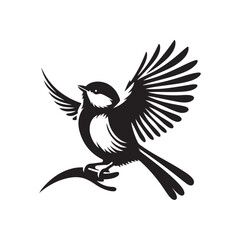 High-Quality Great Tit Silhouette Vectors for Wildlife Art Projects