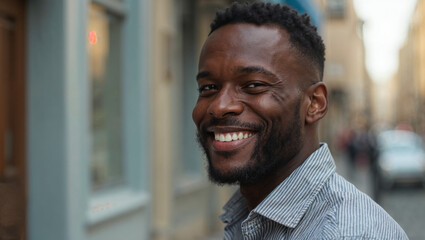Fototapeta premium Portrait of a black man, Portrait of a handsome man, naturally beautiful man