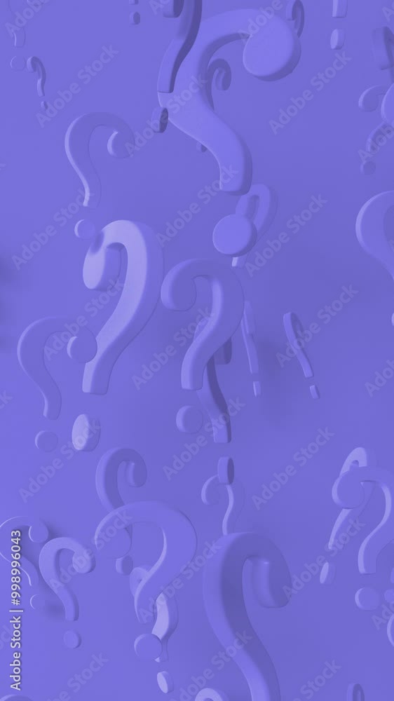Poster rotating blue question mark loop. abstract geometric animation render. loop vertical video