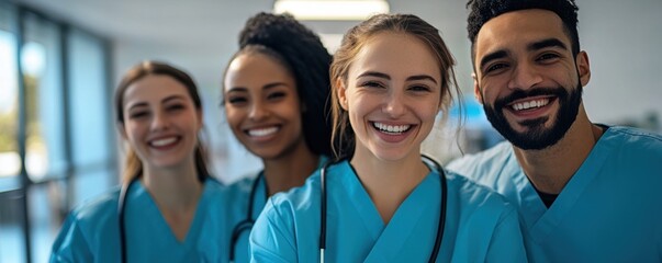Portrait of smiling medical team in hospital