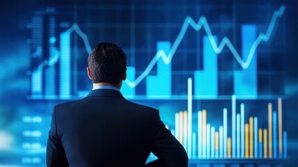 Businessman looking at financial data projections
