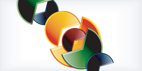 Glass reflective geometric round shapes background. Vector Illustration For Wallpaper, Banner, Background, Card, Book Illustration, landing page