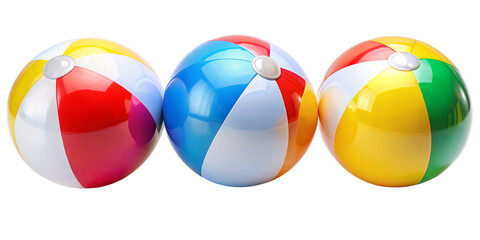 Colorful Beach Balls on Transparent Background 
