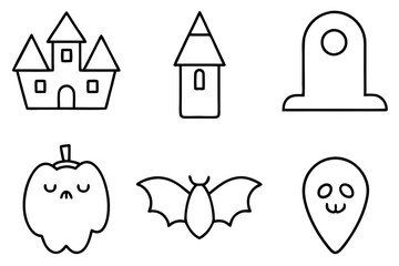 Fototapeta premium Set of outline icons related to halloween. Linear icon collection. Editable stroke. Vector illustration