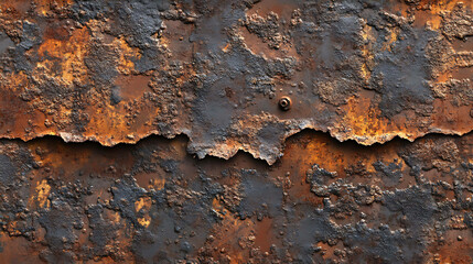 Naklejka premium Close-up of heavily rusted metal with a visible screw.