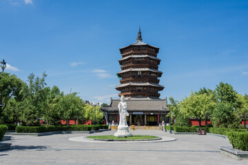 The Wooden Pagoda of Fogong Temple in Yingxian, Shanxi, China, was built nearly a thousand years...