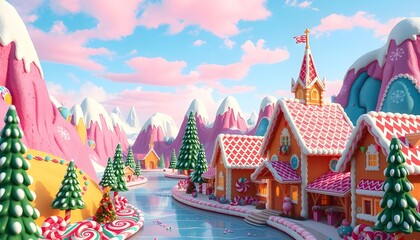 A bright and colorful fantasy world made entirely of candy, generative ai