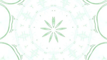 Obraz premium blütenförmige abstrakte Grafik, Sternförmig, Frühlingsdesign, Pastellfarben, Mandala, mittig, symmetrisch, grün