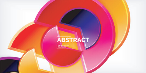 Obraz premium Glass reflective geometric round shapes background. Vector Illustration For Wallpaper, Banner, Background, Card, Book Illustration, landing page