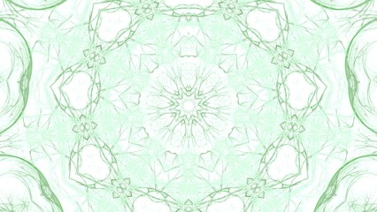 blütenförmige abstrakte Grafik, Sternförmig, Frühlingsdesign, Pastellfarben, Mandala, mittig, symmetrisch, grün