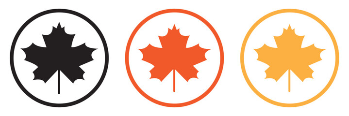 Maple Leaf Icon Canada Maple Leaf Set | Maple Leaves Icon Canadian Vector Illustration Logo | Maple-Leaf Icon Isolated Maple Leaf Collection