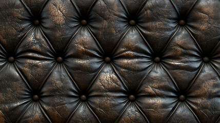 Fototapeta premium A close-up shot of a brown leather upholstery with button detailing.