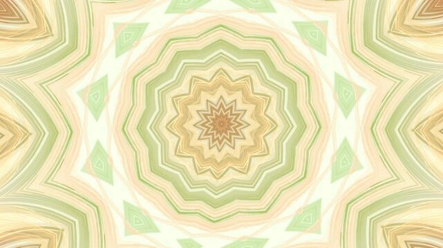 bl&uuml;tenf&ouml;rmige abstrakte Grafik, Sternf&ouml;rmig, Fr&uuml;hlingsdesign, Pastellfarben, Mandala, mittig, symmetrisch, gr&uuml;n, gelb, braun