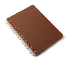 Brown notebook on white background