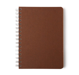 Brown notebook on white background