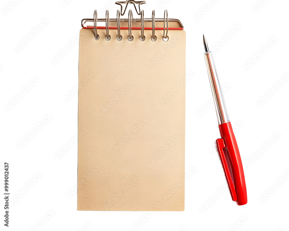 Poster a blank notepad with a red pen. perfect for notes, sketches, or brainstorming ideas in a clean and p