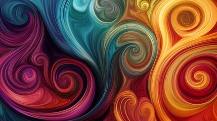 Abstract swirling pattern of colorful lines forming spirals.