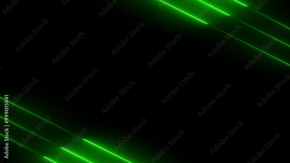 Poster abstract green neon lights animated on a dark background. abstraction neon lines moving up down scre