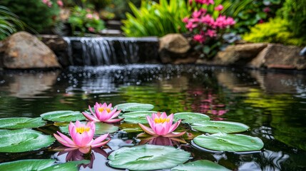 Serene Pond with Lily Pads - A Symbol of Tranquility and Natural Refreshment