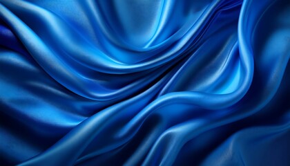 Fototapeta premium Abstract Blue Silk Background with Soft Folds, Creating a Luxurious and Elegant Texture, Ideal for Use as a Backdrop with Ample Copy Space for Text or Graphics