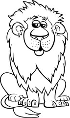 cartoon African lion wild animal character coloring page