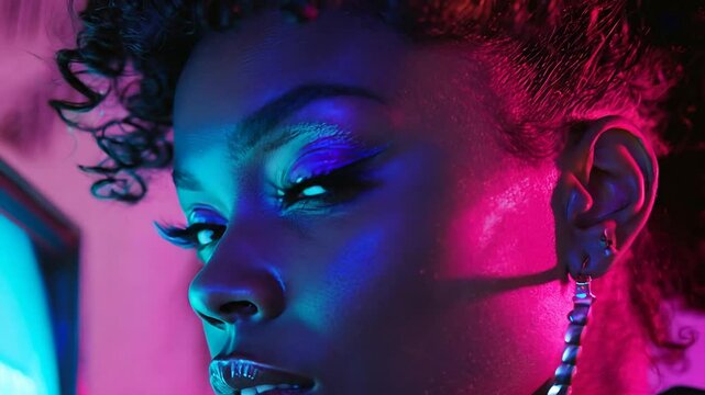 Black Woman Neon Lighting