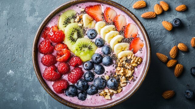 Vibrant Fruit and Nut Smoothie Bowl for Divine Hydration Delight