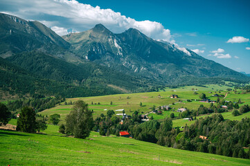 Green meadow and mountains. Beautiful Nature in Slovakia, High Tatras. Bachledova dolina © kovop58