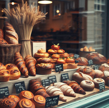 Bakery with glass door with all bakery items