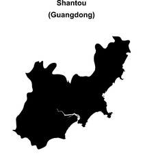 Shantou blank outline map