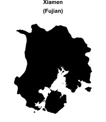 Xiamen blank outline map