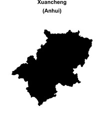 Xuancheng blank outline map