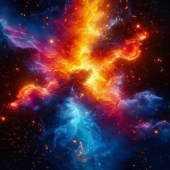 Fototapeta premium Vibrant Fractal Explosion: Dynamic Energy in Surreal Composition