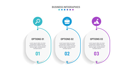 Horizontal progress bar featuring 3 arrow-shaped elements, symbolizing three six stages of business strategy and progression. Clean timeline infographic design template. Vector for presentation