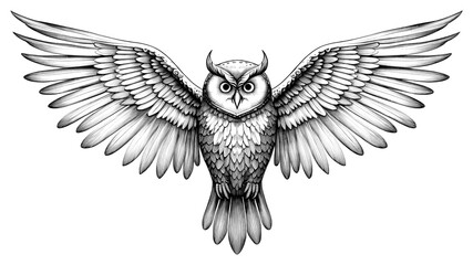 Fototapeta premium PNG A minimal owl sketch drawing animal.