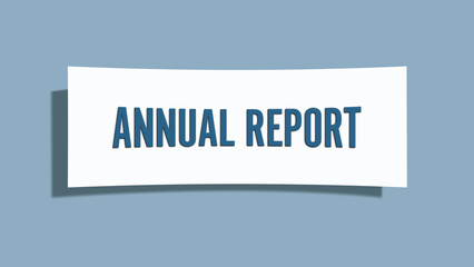 Annual Report. A card isolated on blue background.