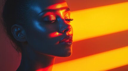 Artistic Portrait with Vibrant Lighting Effects