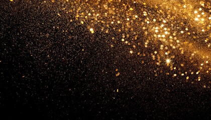 Obraz premium Gold glitter on a black background. Glitter of dust confetti. Sequin pattern texture. background with particles