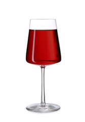 Glass of exquisite red wine isolated on white background