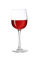 Glass of exquisite red wine isolated on white background